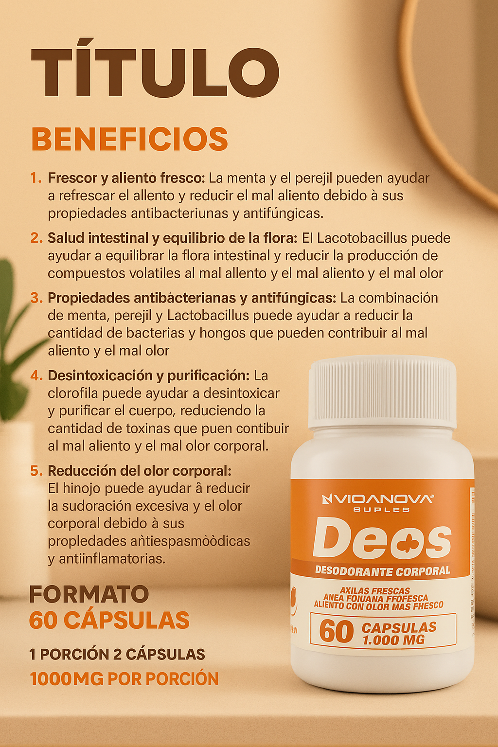 DEOS ANTI OLOR 1000MG 60CAPS